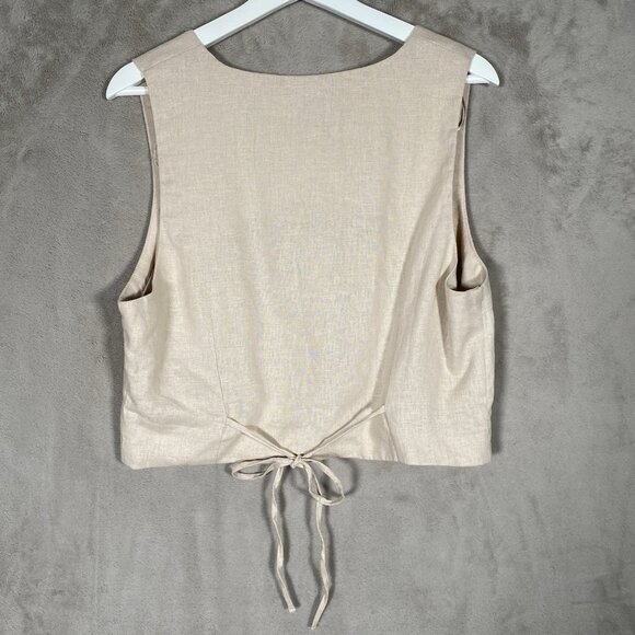 Love Tree Tailored Vest Top Women’s L Linen Blend Button Up V Neck Minimalist - Picture 3 of 11